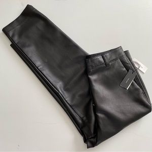 Aritzia Babaton Black Vegan Leather Straight Leg Cropped Pants